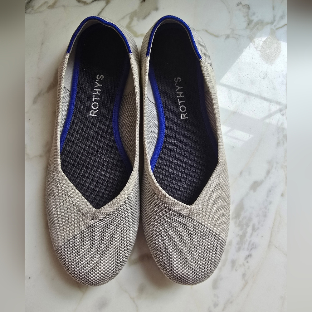 Rothy's Cream Ballet Flats with Knit Design